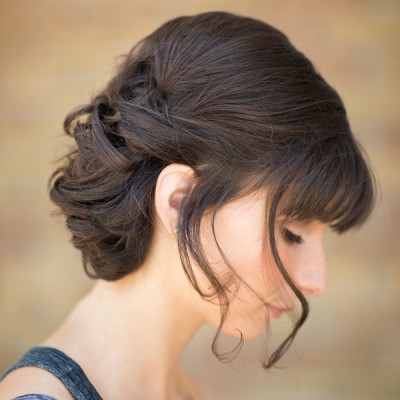 side view of twisted wedding hair design in Port Clinton